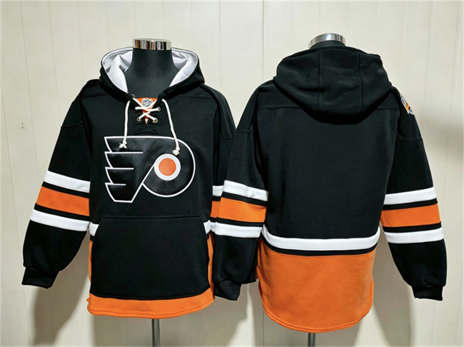 Men's Philadelphia Flyers Blank Black Ageless Must-Have Lace-Up Pullover Hoodie